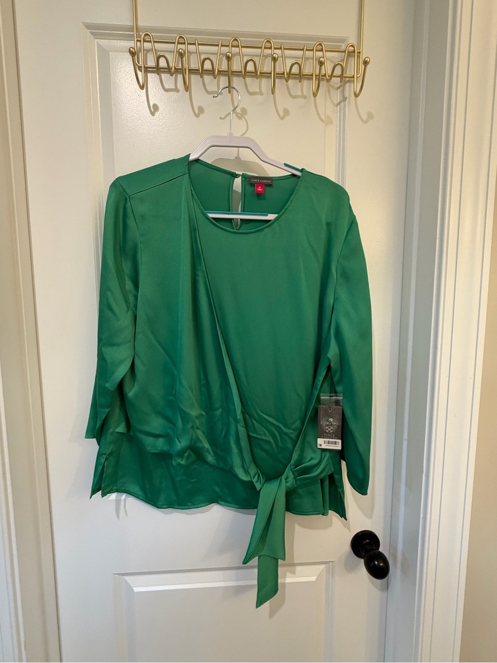 Vince Camuto NWT bright Green Side-Tie Blouse